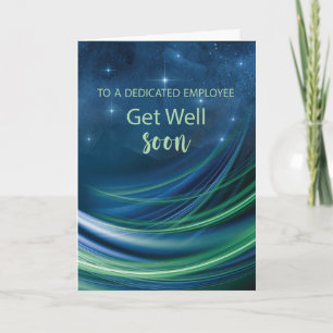 Employee Get Well Business Navy and Green Curved Card