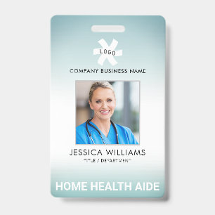 Employee Green Gradient Editable Occupation Photo ID Badge