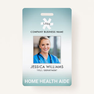 Employee Green Gradient Editable Occupation Photo ID Badge