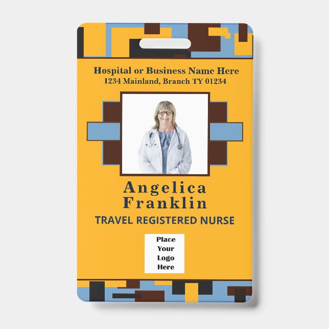 Employee Hospital Photo Name Bar Code Logo Custom ID Badge (Front)