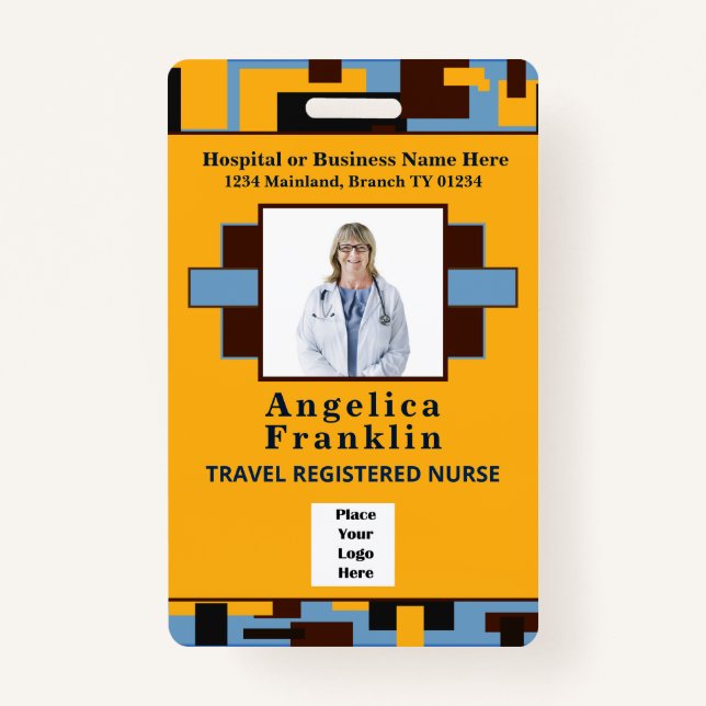 Employee Hospital Photo Name Bar Code Logo Custom ID Badge (Front)