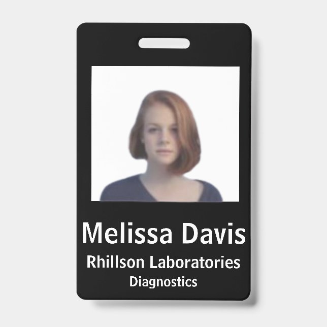 Employee ID Badge Black & White Vertical Design (Front)