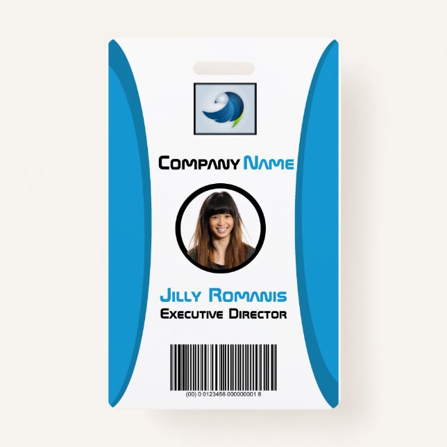 Employee ID Badge Modern Teal Vertical Design (Front)