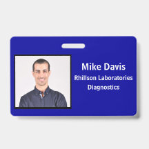 Employee ID Badge Royal Blue Horizontal Design