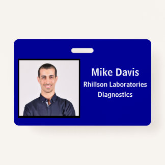 Employee ID Badge Royal Blue Horizontal Design