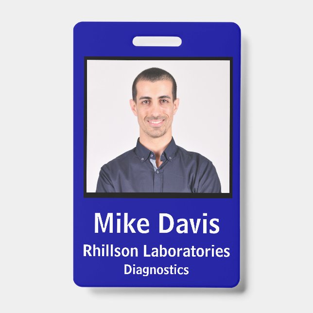 Employee ID Badge Royal Blue Vertical Design (Front)