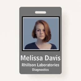 Employee ID Badge Steel Grey Vertical Design