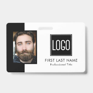Employee ID Black White Logo Photo Badge