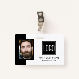 Employee ID   Black White Logo Photo ID Badge