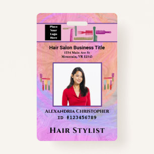 Employee ID Card Hair Stylist Photo Custom ID Badge