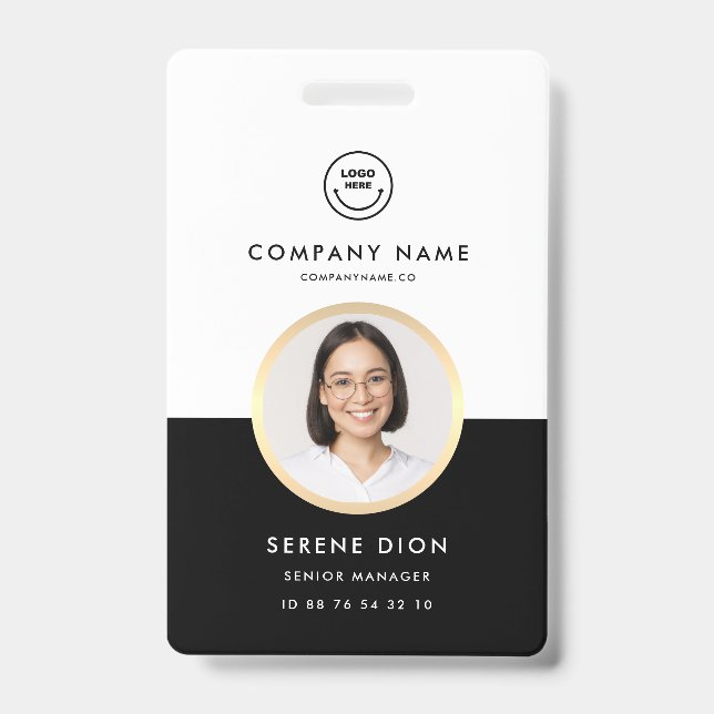 Employee ID Company ID Photo ID Gold Circle Black  Badge (Front)