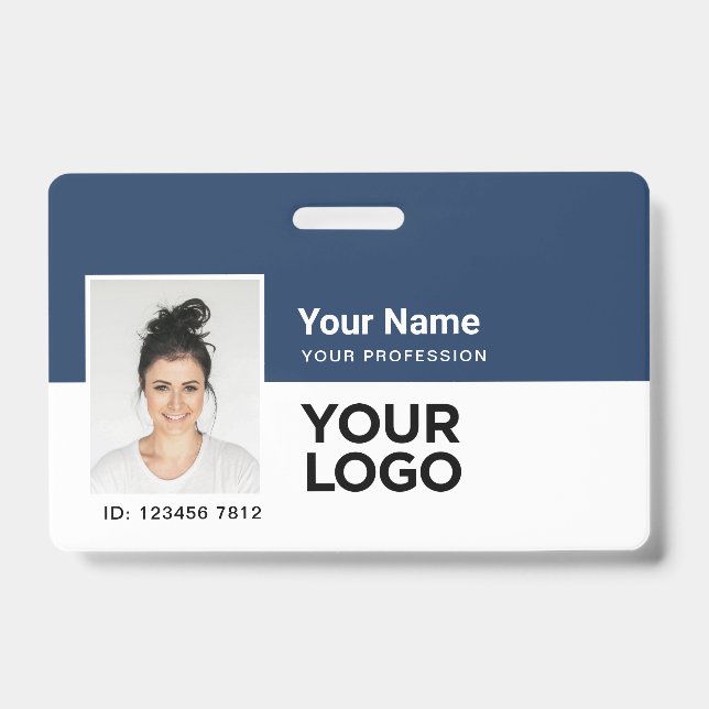 Employee ID Company Photo Bar or Qr Code Logo Name Badge (Front)
