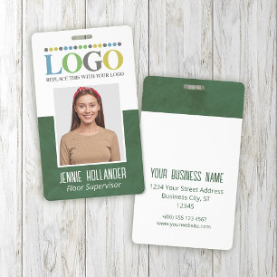Employee ID Green Professional Logo Large Photo Badge