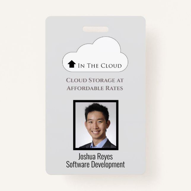 Employee ID Light Grey & Black Vertical ID Badge (Front)