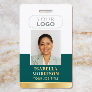 Employee ID Name Company Logo Green Gold Business Badge