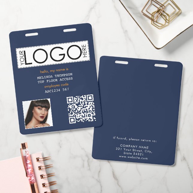 Employee ID Photo Company Identification QR Code Badge (Office)