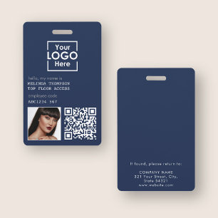 Employee ID Photo Company Identification QR Code ID Badge