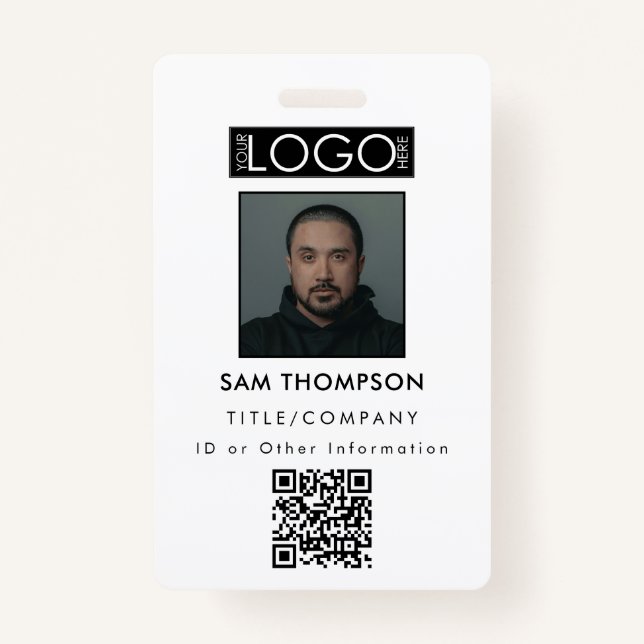 Employee ID Photo Company Security Badge QR Code ID Badge (Front)