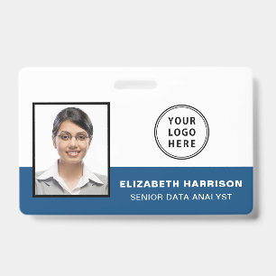 Employee ID Photo Logo Barcode Blue Badge
