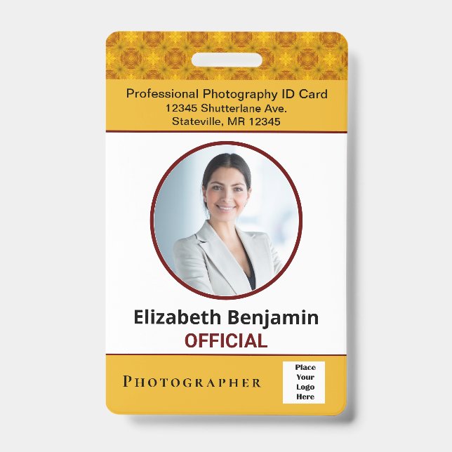 Employee ID Photo Name Custom Logo Bar Code Badge (Front)