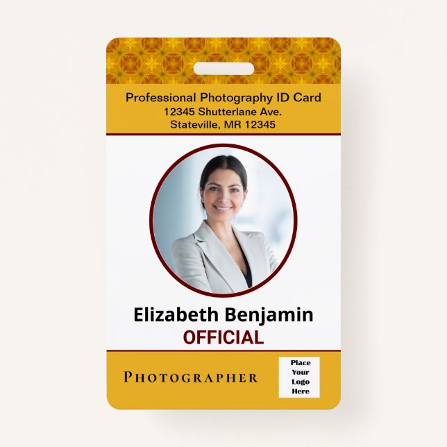 Employee ID Photo Name Custom Logo Bar Code ID Badge (Front)