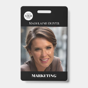 Employee ID Photo QR Code Black Logo Badge