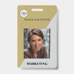 Employee ID Photo QR Code Gold Colour Logo Badge