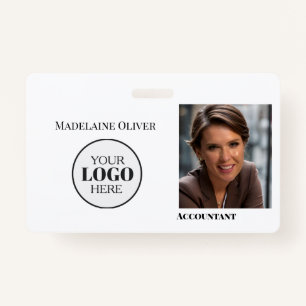 Employee ID Photo QR Simple Logo  ID Badge
