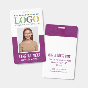 Employee ID Purple Professional Your Logo Here Badge