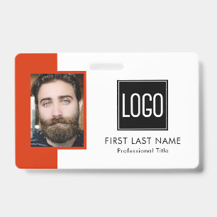 Employee ID   Red Logo Photo Staff Badge
