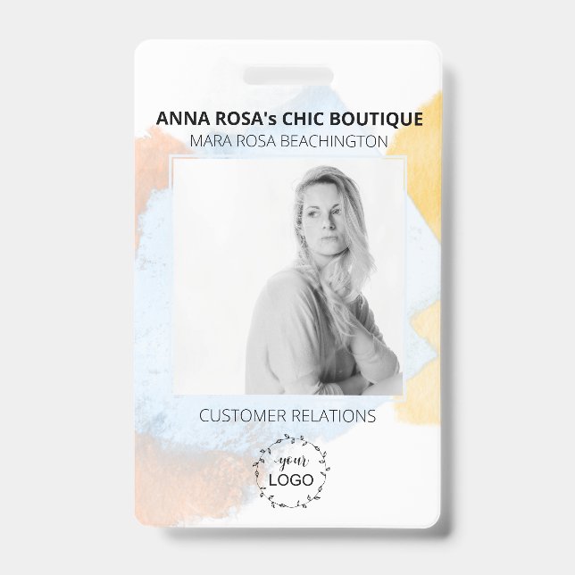 *~* Employee Image Picture - Logo - Bar Code Badge ID Badge (Front)