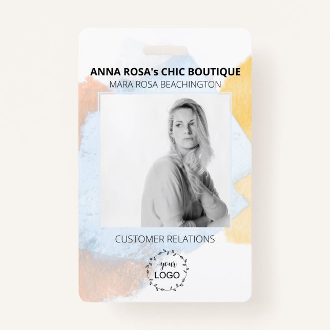 *~* Employee Image Picture - Logo - Bar Code Badge ID Badge (Front)