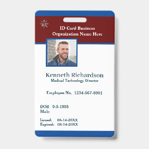 Employee Logo Business Bar Code Card Custom ID Badge