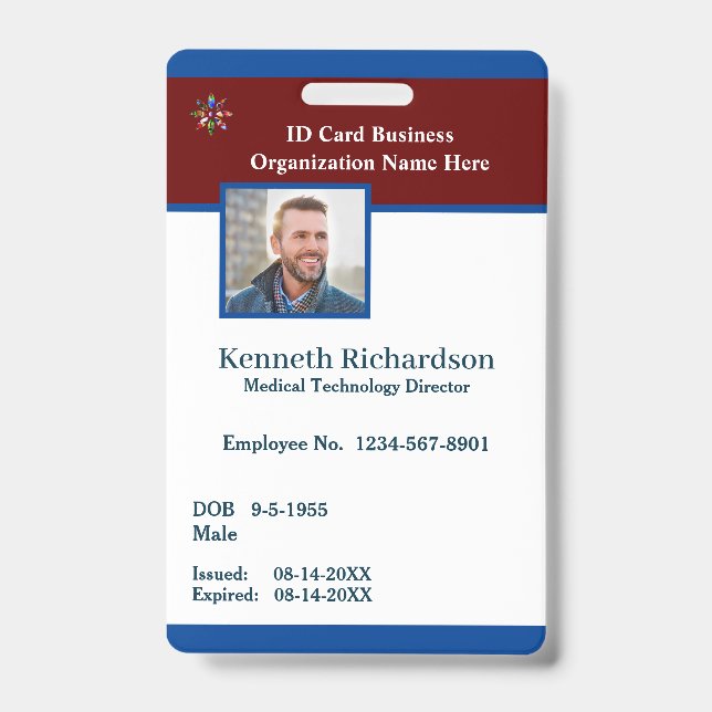 Employee Logo Business Bar Code Card Custom ID Badge (Front)
