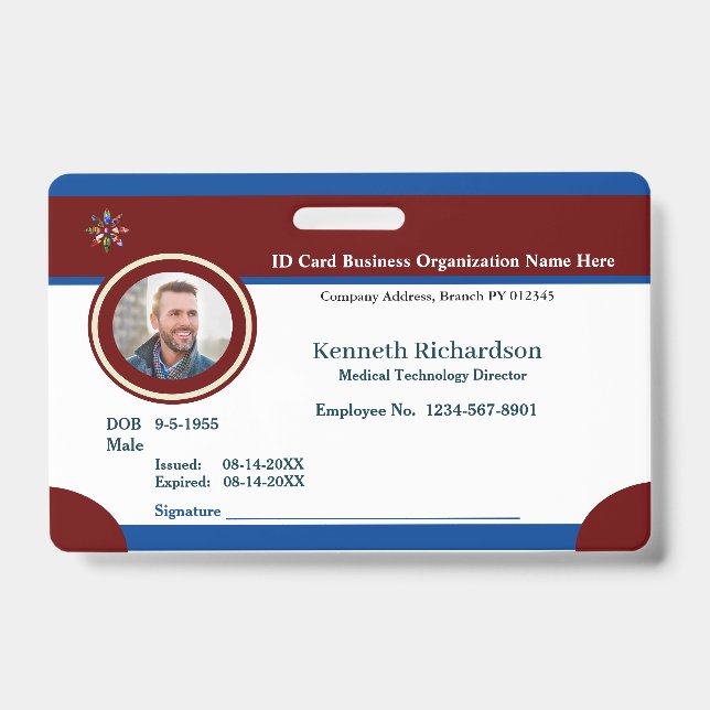 Employee Logo Business Bar Code Card Custom ID Badge (Front)