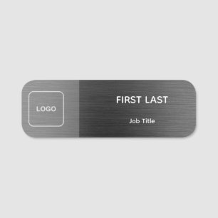 Employee Logo Name Tag Brushed Black Colour Block