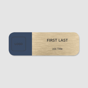 Employee Logo Name Tag Brushed Gold Colour Block