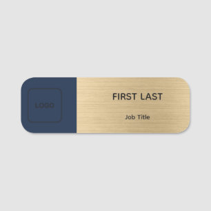 Employee Logo Name Tag Faux Gold Colour Block