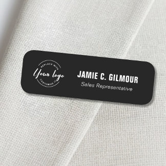 Employee Magnetic Custom Business logo Black Name Tag