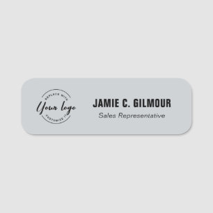 Employee Magnetic Custom Business logo Grey Name Tag