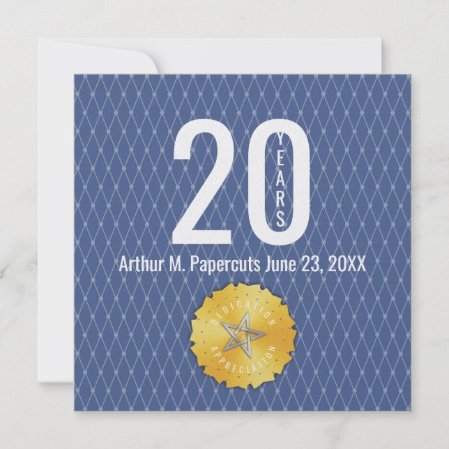 Employee milestone anniversary 20 year gift card (Front)