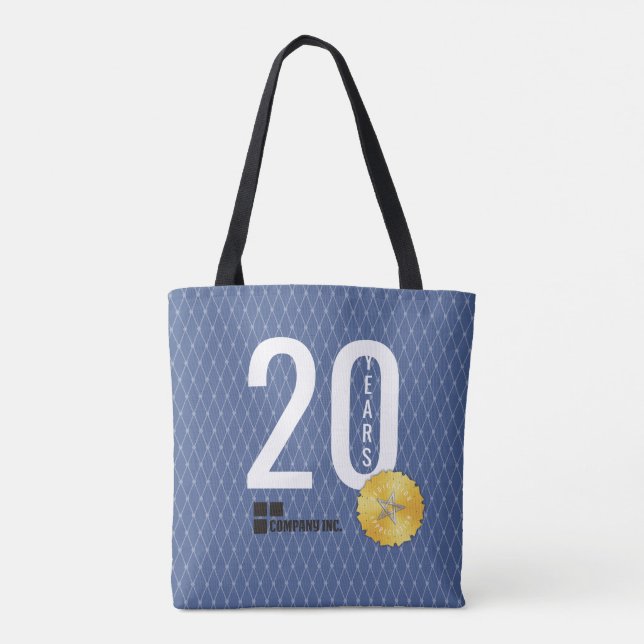 Employee milestone anniversary 20 year gift tote bag (Back)