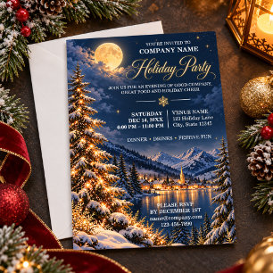 Employee Moonlit Winter Corporate Holiday Party Invitation