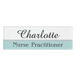 Employee Name and Title on Teal Name Tag