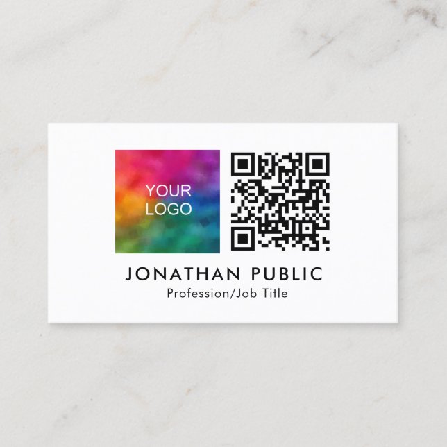 Employee Name And Title QR Code Company Logo Here Calling Card (Front)