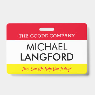 Employee Name Badge   Custom Text and Colour Basic ID Badge