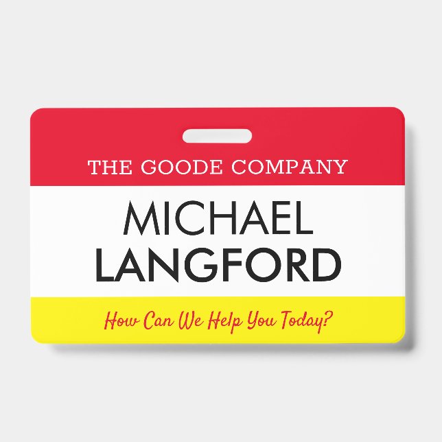 Employee Name Badge | Custom Text and Colour Basic ID Badge (Front)