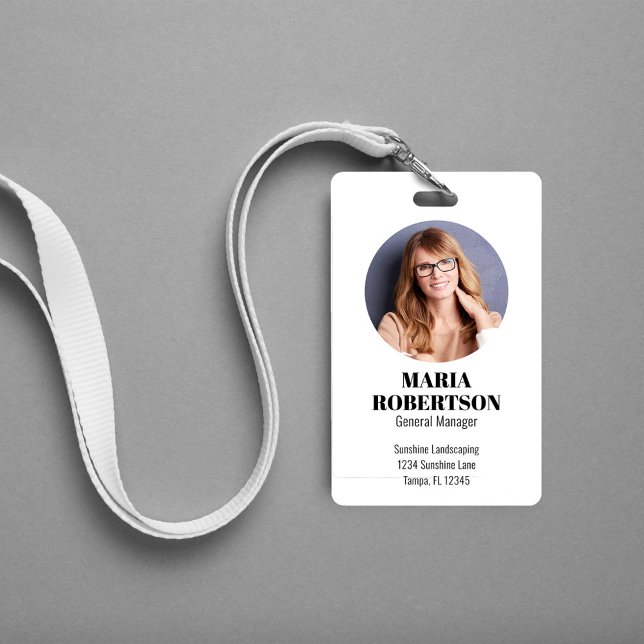 Employee Name Badge Minimalist Photo Simple ID Badge (Simple business ID badge)