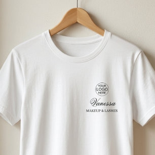 Employee Name Business Logo Black Script Makeup T-Shirt
