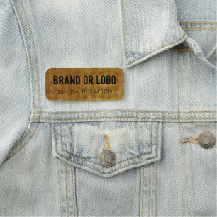 Employee Name Business Logo Metallic Gold Foil Tag